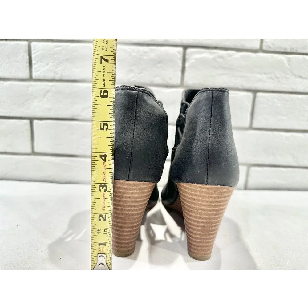 Sugar Black Wedge Heel Sandal‎ Bootie Shoes Women's 6.5 ~ Retail $70